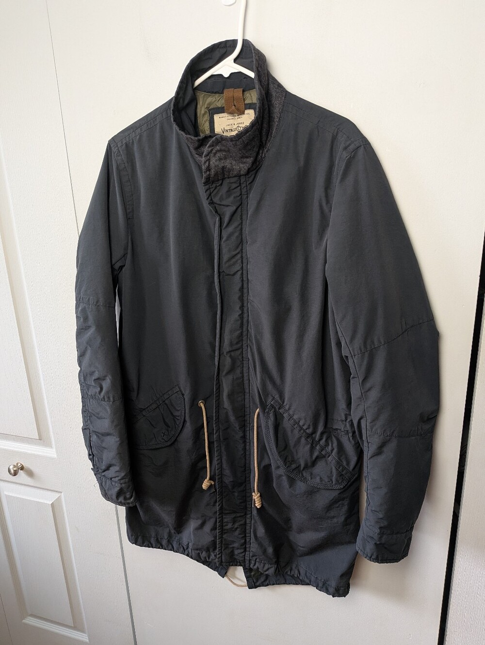 JACK & JONES Mid Season Men Coat Navy Blue Size Small Big Pockets Cargo